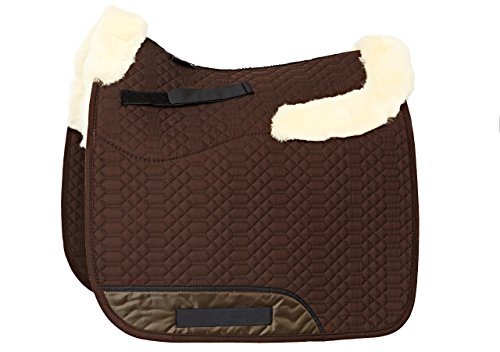 Engel Reitsport | SCHABRA4-VSS-SCH-MED | Schabracke | Lammfell im Sattelbereich - Half Lined | Steppstoff | Fellkranz vorne & hinten | Vielseitigkeit | Stoff Mocca braun Fell med. von Engel Reitsport