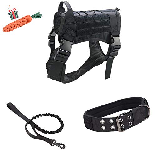 Enhome Service Hundeweste, taktisches Hundegeschirr, 1000D Heavy Duty Molle Weste Harness, Patrol Vest Packs (L,Schwarz1) von Enhome