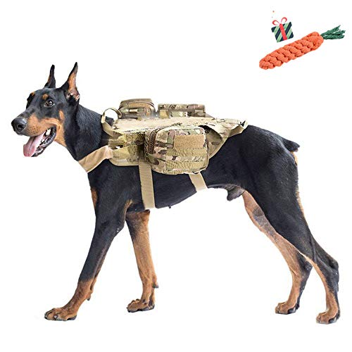 Enhome Service Hundeweste, taktisches Hundegeschirr, 1000D Heavy Duty Molle Weste Harness, Patrol Vest Packs (M,Tarnung) von Enhome