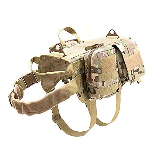 Enhome Service Hundeweste, taktisches Hundegeschirr, 1000D Heavy Duty Molle Weste Harness, Patrol Vest Packs (S,CP Tarnung) von Enhome