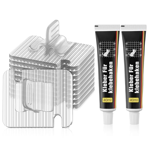 Enhon 50 Stück Klebehaken für Katzennetz für Balkon mit 2 Stück 40ml Montagekleber Extra Stark, Transparentes PC, UV-beständig, Befestigung von Katzennetz Fenster für Balkon ohne Bohren von Enhon