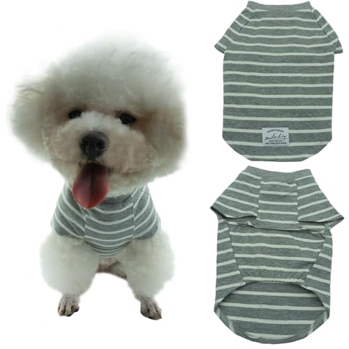 EnigmaGoods Hunde-Shirt, leicht, elastisch, weich, bequem, atmungsaktiv, Baumwolle, sichere Pflege für kleine, mittelgroße Hunde und Katzen, gestreiftes Design, Weste für Welpen, ideal für den von EnigmaGoods