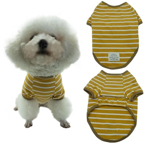 EnigmaGoods Hunde-Shirt, leicht, elastisch, weich, bequem, atmungsaktiv, Baumwolle, sichere Pflege für kleine, mittelgroße Hunde und Katzen, stilvolles breites Streifen-Design für Welpen, ideal für von EnigmaGoods