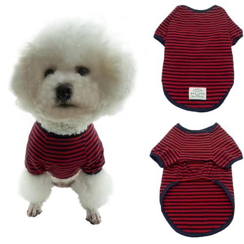 EnigmaGoods Hunde-Shirt, leicht, elastisch, weich, bequem, atmungsaktiv, Baumwolle, sichere Pflege für kleine, mittelgroße Hunde und Katzen, stilvolles dickes Streifen-Design für Welpen, ideal für den von EnigmaGoods