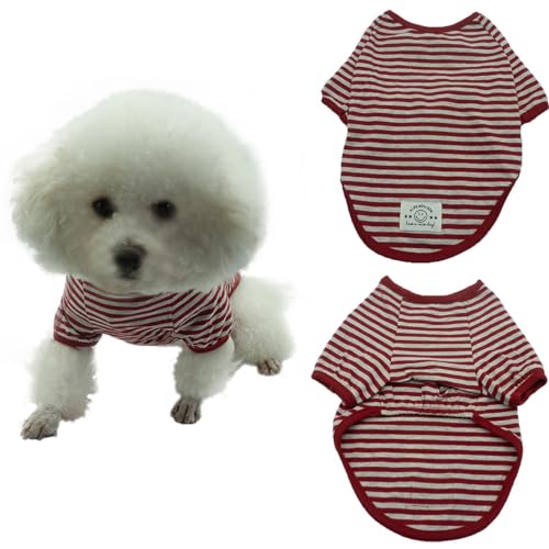 EnigmaGoods Hunde-Shirt, leicht, elastisch, weich, bequem, atmungsaktiv, Baumwolle, sichere Pflege für kleine, mittelgroße Hunde und Katzen, stilvolles dickes Streifen-Design für Welpen, ideal für den von EnigmaGoods