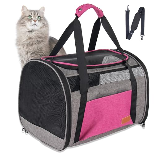 Große Katzentragetasche für 9 kg Haustiere – weiche Seiten, atmungsaktive Netz-Reisetasche, von Fluggesellschaften zugelassen, waschbar für kleine Hunde, Welpen, faltbar, Rosa Große Katzentragetasche für 9 kg Haustiere – weiche Seiten, atmungsaktive Netz-Reisetasche, von Fluggesellschaften zugelassen, waschbar für kleine Hunde, Welpen, faltbar, Rosa von Eniosvar