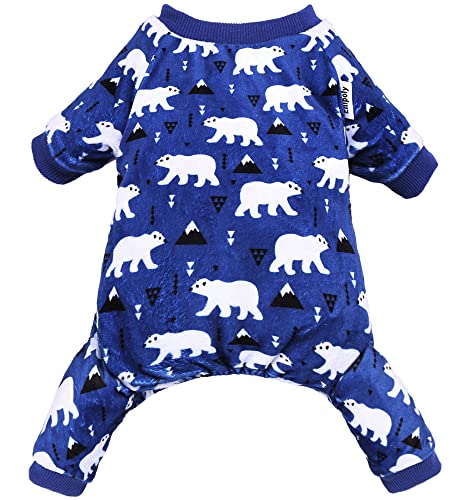 Enipoly Hunde-Schlafanzug für kleine Hunde, weiche Welpen, Einteiler, Katzen-Overall, bequeme Haustierkleidung, Bären, Blau, Größe M von Enipoly