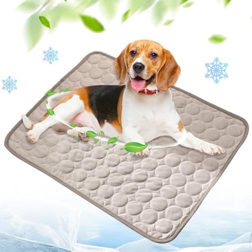 Enitmor 2025 Neu Kühlmatte für Hunde, Große Kühlmatte aus Selbstkühlend Eisseide, Hundekühlmatte Kühl Betten Kaltgelpad Haustier Matte Kühlpads Gel für Katen und Hunde (Braun, L) von Enitmor