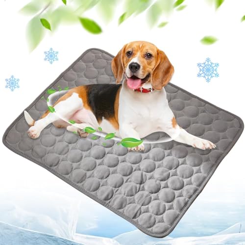 Enitmor 2025 Neu Kühlmatte für Hunde, Große Kühlmatte aus Selbstkühlend Eisseide, Hundekühlmatte Kühl Betten Kaltgelpad Haustier Matte Kühlpads Gel für Katen und Hunde (Grau, M) von Enitmor