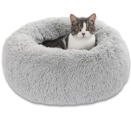 Enjamoy Hundebett Flauschig Donut Plüsch Katzenbett Hundekissen, Waschbar Rund Hundebetten für Kleine, Mittelgroße Hunde Katzen, Hellgrau 50cm Enjamoy Hundebett Flauschig Donut Plüsch Katzenbett Hundekissen, Waschbar Rund Hundebetten für Kleine, Mittelgroße Hunde Katzen, Hellgrau 50cm von Enjamoy