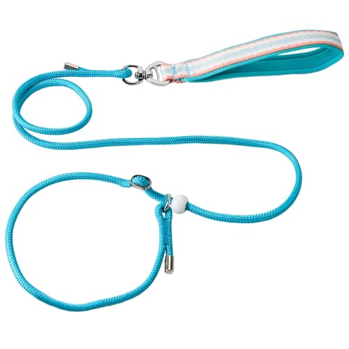 Retrieverleine für Hunde, verstellbares Halsband, verhedderungsfrei, 1,5 m, dünn, Trainingsleine, Anti-Ziehen, Anti-Ersticken, Nylon, für Welpen, kleine, mittelgroße und große Hunde, Blau Retrieverleine für Hunde, verstellbares Halsband, verhedderungsfrei, 1,5 m, dünn, Trainingsleine, Anti-Ziehen, Anti-Ersticken, Nylon, für Welpen, kleine, mittelgroße und große Hunde, Blau von Enjiror