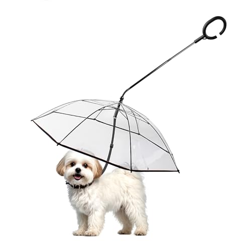 ENJOYING Regenschirm für kleine Rassen, transparenter Regenschirm für kleine Hunde, hält Hunde trocken beim Spazierengehen, Regen mit verstellbarer Leine, Selbstmontage ENJOYING Regenschirm für kleine Rassen, transparenter Regenschirm für kleine Hunde, hält Hunde trocken beim Spazierengehen, Regen mit verstellbarer Leine, Selbstmontage von Enjoying