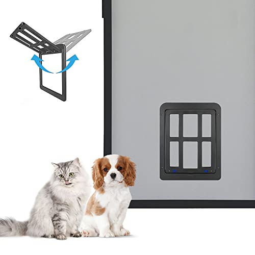 Enjoying Haustier-Bildschirm-Hundetür 21 x 24,5 cm Katzentür mit Magnetklappe Abschließbar Hundetüren für Vorhandene Sichtschutz-/Schiebetüren, Fenster und Veranda, Schwarz von Enjoying