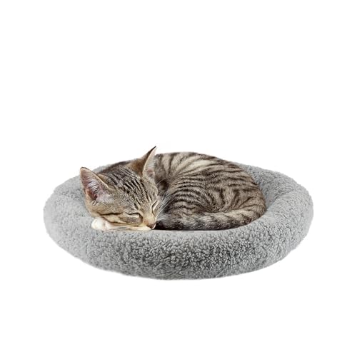 Enjoying Haustierbett-Matte, Durchmesser 35 cm, rundes Kissen mit Kissen für kleine Hunde, Katzen, entspannend/locken, schlafen, warmes Katzenkissen für Kisten, rutschfeste Unterseite, klein von Enjoying
