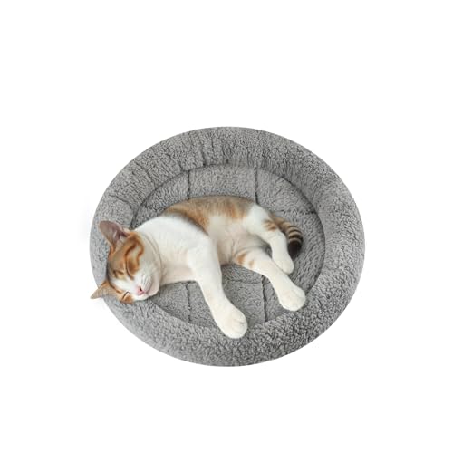 Enjoying Haustierbett-Matte, Durchmesser 35 cm, rundes Kissen mit Kissen für kleine Hunde, Katzen, entspannend/locken, schlafen, warmes Katzenkissen für Kisten, rutschfeste Unterseite, klein von Enjoying