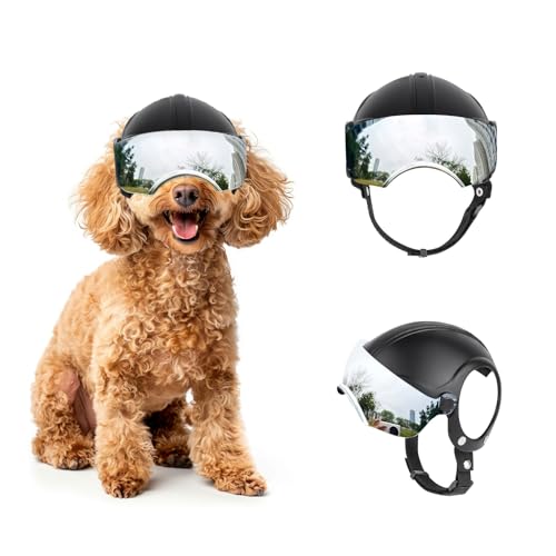 Enjoying Hundehelm mit Ohrlöchern, Haustierhelm mit Hochklappbarer Linse, Sonnen- und Windbeständiger Hundemütze, Geeignet für Hunde von 7,5-12,5kg, Silberfarbene Gläser Enjoying Hundehelm mit Ohrlöchern, Haustierhelm mit Hochklappbarer Linse, Sonnen- und Windbeständiger Hundemütze, Geeignet für Hunde von 7,5-12,5kg, Silberfarbene Gläser von Enjoying