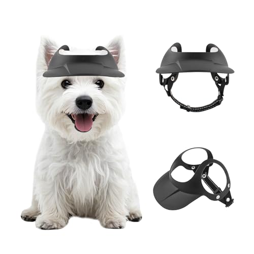 Enjoying Hundehut mit Ohrlöchern, verstellbarer Sonnenhut für den Außenbereich, vier Jahreszeiten, für kleine bis mittelgroße Hunde, 7,5–12,5 kg, Spazierengehen, Radfahren, Schwarz von Enjoying