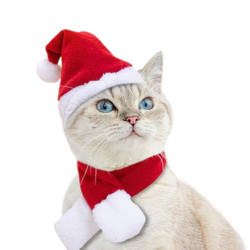 Enjoying Katzen-Weihnachtskostüm, Nikolausmütze mit rotem Schal für Katzen, kleine Hunde, Kaninchen Xmas Outfit, Haustier-Weihnachtsmann-Mütze, Schal für kalte Tage Kopf und Hals warm, Neujahrsparty Enjoying Katzen-Weihnachtskostüm, Nikolausmütze mit rotem Schal für Katzen, kleine Hunde, Kaninchen Xmas Outfit, Haustier-Weihnachtsmann-Mütze, Schal für kalte Tage Kopf und Hals warm, Neujahrsparty von Enjoying
