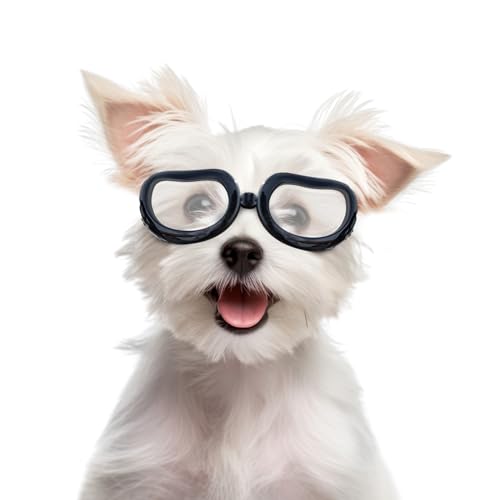 Enjoying Kleine Hundebrille Schutzbrille für Hunde Kleiner Rassen UV-Schutz Augenschutz Winddichte Anti-Fog-Haustierbrille für Hunde über 5 lbs, Durchsichtig von Enjoying