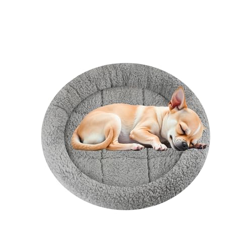 Enjoying Plüsch-Katzenbett-Matte, Durchmesser 40 cm, rundes Kissen mit Kissen für kleine, mittelgroße Hunde, Katzen, entspannend/locken, schlafen, warmes Katzenkissen für Kisten, rutschfeste von Enjoying