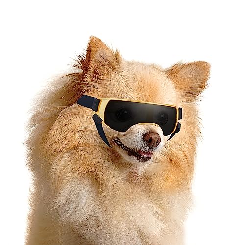 Enjoying Sonnenbrille für kleine Hunde, UV-Schutz, Winddicht, beschlagfrei, goldfarben von Enjoying