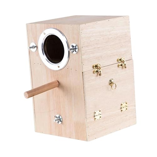 Holz-Papageien-Aufzuchtbox – für den Innenbereich, für Nymphensittiche, Wellensittiche, Vogelkfige, Nester für den Garten, rechts hngend von Enshey