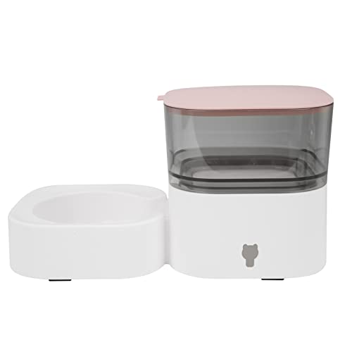 Automatischer Wasserspender, automatischer Futterautomat abnehmbar hält das Futter Original ergonomischer Handheld transparent für mittelgroße kleine Dag-Katzen(Zuführung (rosa)) von Entatial