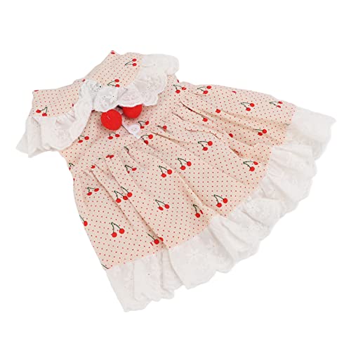 Entatial Kleines Haustierkleid, handgewaschen, hautfreundlich, Knopfdesign, Welpenbekleidung, Kirschmuster für den Alltag(Aprikose, XS) von Entatial