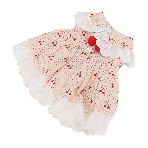 Entatial Kleines Haustierkleid, handgewaschen, hautfreundlich, Knopfdesign, Welpenbekleidung, Kirschmuster für den Alltag(Aprikose, m) von Entatial