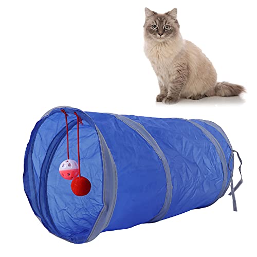 Interaktives Katzentunnel-Spielzeug, Katzentunnel faltbares leichtes Polyester für Kaninchen für Katzen für Welpen(Königsblau) von Entatial