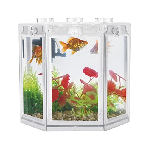 Entatial Mini Aquarium, rundes Eck-Design, sechseckig, transparent, Kunststoff, Aquarium, für Bürodekoration; (inkl. 100 kg sturzsicherer Innentank) von Entatial