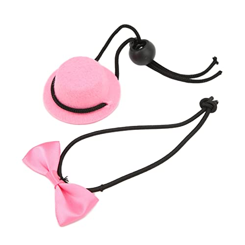 Reptilienmütze und Fliege, bequemes leichtes attraktives Eidechsen-Kleidungsset atmungsaktiv für Bartagamen für Hamster(Rosa Hut + rosa Fliege, S) von Entatial