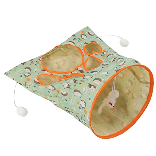 Ringpapier-Katzentunnel, Interaktiver Ringpapier-Haustiertunnel mit schönem Muster für kleine Haustiere(Grüner Igel) von Entatial