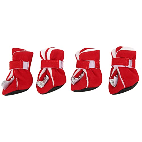 Winterrote Hundeschuhe und Stiefel, reflektierende rutschfeste Weihnachts-Welpen-Sneakers für kleine mittelgroße Hunde(XL) von Entatial