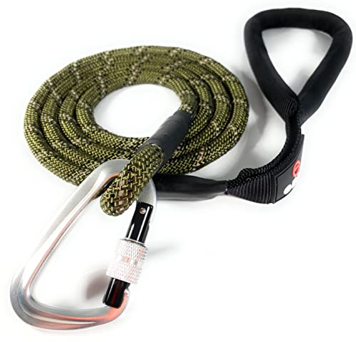 Enthusiast Gear Hundeleine aus Seil mit Verriegelungskarabiner für große, mittelgroße und kleine Rassen und Welpen, robust und langlebig, mit reflektierendem Geflecht und bequemem, gepolstertem Griff, Enthusiast Gear Hundeleine aus Seil mit Verriegelungskarabiner für große, mittelgroße und kleine Rassen und Welpen, robust und langlebig, mit reflektierendem Geflecht und bequemem, gepolstertem Griff, von Enthusiast Gear