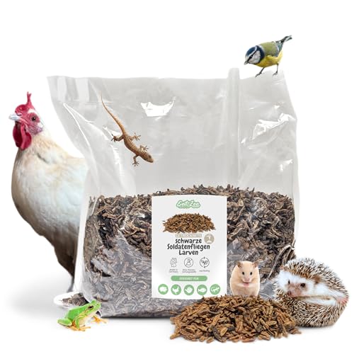 EntoZoo - getrocknete Schwarze Soldatenfliegen Larven Black Soldier Fly Futterinsekten, Vogelfutter, Igelfutter, Fischfutter, proteinreicher Snack für Reptilien Made in Germany (4 Kg) von EntoZoo