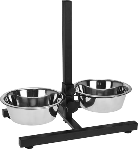 Envenzo Doppelter Hundenapf Verstellbarer Ständer mit 2 Edelstahlnäpfen - Erhöhte Futterstation für Hunde & Katzen - Rutschfester Metallrahmen, Leicht zu Reinigen - Erhöhte Futter- & Wassernäpfe von Envenzo