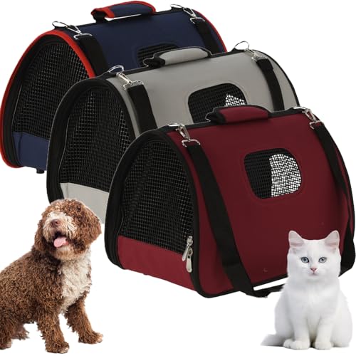 Envenzo Haustier-Tragetasche für Katzen, Welpen, kleine Hunde, atmungsaktives Netzgewebe mit Schultergurt, robuster Korb, 43 x 25 x 25 cm, bis zu 10 kg, Rot Envenzo Haustier-Tragetasche für Katzen, Welpen, kleine Hunde, atmungsaktives Netzgewebe mit Schultergurt, robuster Korb, 43 x 25 x 25 cm, bis zu 10 kg, Rot von Envenzo