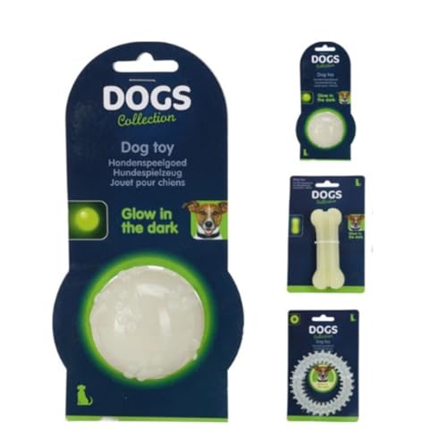Envenzo Hundespielzeug, leuchtet im Dunkeln, 3-teiliges Set, hohe Sichtbarkeit, leuchtende Bälle und Ringe und Knochen für Welpen zum Apportieren, ideal zum Apportieren und Spielen in der Nacht von Envenzo