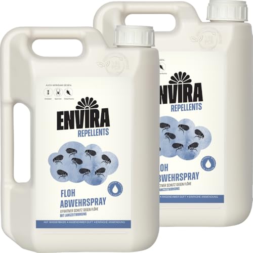 Envira Floh Abwehrspray 2 x 2 Liter - Spray mit Langzeitwirkung gegen Flöhe, Katzenfloh, Hundefloh - Mittel gegen Flöhe für Wohnung & Möbel - Effektives Flohmittel & Flohschutz von Envira