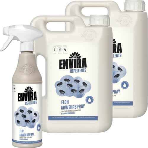 Envira Floh Abwehrspray 500 ml + 2 x 2 Liter - Spray mit Langzeitwirkung gegen Flöhe, Katzenfloh, Hundefloh - Mittel gegen Flöhe für Wohnung & Möbel - Effektives Flohmittel & Flohschutz Envira Floh Abwehrspray 500 ml + 2 x 2 Liter - Spray mit Langzeitwirkung gegen Flöhe, Katzenfloh, Hundefloh - Mittel gegen Flöhe für Wohnung & Möbel - Effektives Flohmittel & Flohschutz von Envira