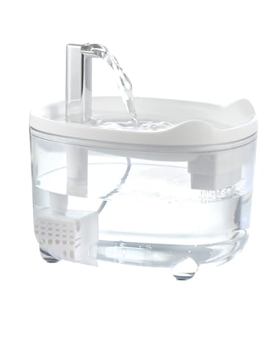 Eofritt Katzen Wasserbrunnen - Automatischer 1,417.5 g Haustier Wasserbrunnen für Katzen Kätzchen Hunde, Haustier Wasserspender zum Trinken mit Leise Pumpe (Klar & Weiß) von Eofritt