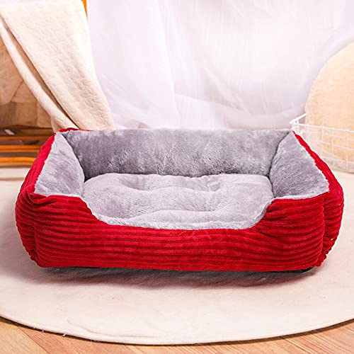 Eogrokerr Waschbares Haustierbett, Sofa, weiches Korallen-Fleece, Hundekörbchen, Katzenbett, Hundebett für mittelgroße und große Hunde (M 60 x 45 cm, rot) von Eogrokerr