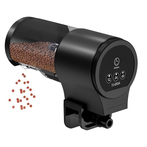 Eoixuqba Automatischer Fischfutterautomat Für Aquarien - Aquarium Futterautomat Automatisch Manuell - 100ml Kapazität Mit 12H 24H 48H Timer Für Schildkröten Koi Betta von Eoixuqba