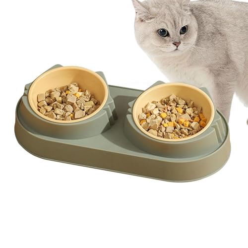 Eoixuqba Kippbarer doppelter Futternapf für Katzen, 33 x 17 x 5 cm, erhöht, kein Verschütten, fängt Wasser und Futter auf, stabiler CatFeederBowl Eoixuqba Kippbarer doppelter Futternapf für Katzen, 33 x 17 x 5 cm, erhöht, kein Verschütten, fängt Wasser und Futter auf, stabiler CatFeederBowl von Eoixuqba