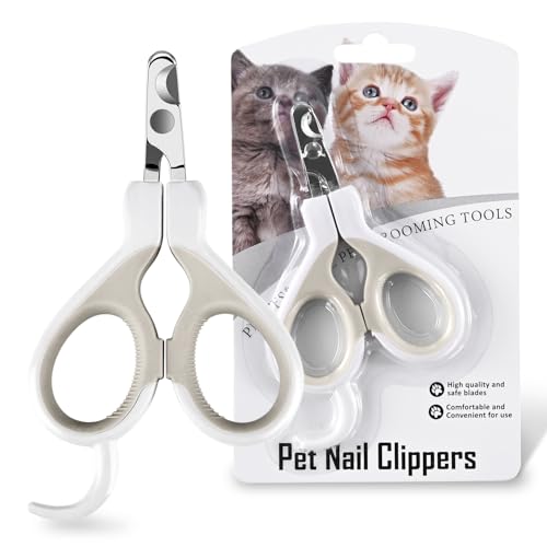 EooCoo Krallenschere Katzen Krallenschneider für Anfänger Geeignet, Katzenkrallen Schneider, Nagelknipser für Welpen&Kleine Tiere, Schere aus Edelstahl, Radian 25 Grad Design, Sicherheit, Weiß + Grau EooCoo Krallenschere Katzen Krallenschneider für Anfänger Geeignet, Katzenkrallen Schneider, Nagelknipser für Welpen&Kleine Tiere, Schere aus Edelstahl, Radian 25 Grad Design, Sicherheit, Weiß + Grau von EooCoo