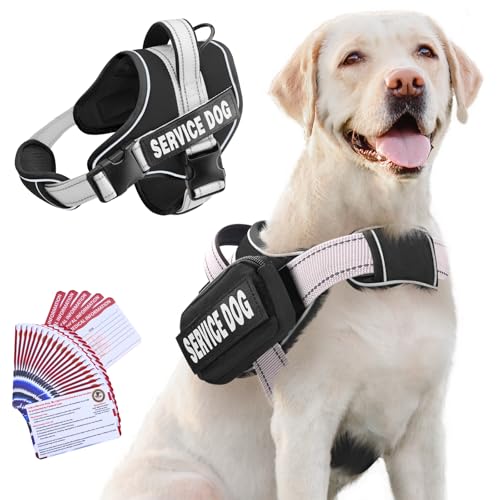 Eosarcu Service-Hundegeschirr mit Mini-Aufbewahrungstasche, verstellbares Trainings-Hundegeschirr, reflektierendes Nylonmaterial, bequemes Netz-Design, kein Ziehen, Hundegeschirr für kleine, Eosarcu Service-Hundegeschirr mit Mini-Aufbewahrungstasche, verstellbares Trainings-Hundegeschirr, reflektierendes Nylonmaterial, bequemes Netz-Design, kein Ziehen, Hundegeschirr für kleine, von Eosarcu