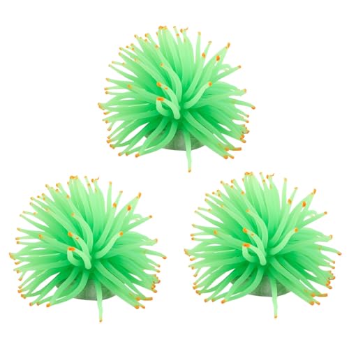 Eoslcusmvl 3X Aquarium Dekorative Gruene Silikon Seeanemonen Fischbehaelter Verzierung von Eoslcusmvl