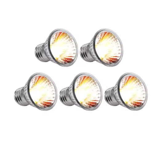 Eoslcusmvl 5 Stück UVA+UVB Heizlampe für Reptilien, Schlangen, Schildkröten, Haustiere, Vollspektrum-UV-Glühbirnen, Heizlicht, 75 W von Eoslcusmvl