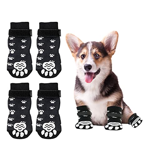 Eowppue Hundesocken Anti Rutsch 2 Paar Indoor Anti-rutsch Socken Für Hunde Hundebekleidung & Zubehã¶r Hundeschuhe Pfotenschutz Mit Riemen Traktionskontrolle（S） von Eowppue